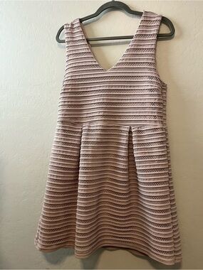 Rue21 Mauve Striped Lace-Texture Fit & Flare Dress